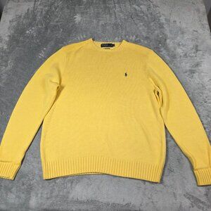 Vintage Polo Ralph Lauren Sweater Mens XL Yellow Old Money Preppy Pullover 90s